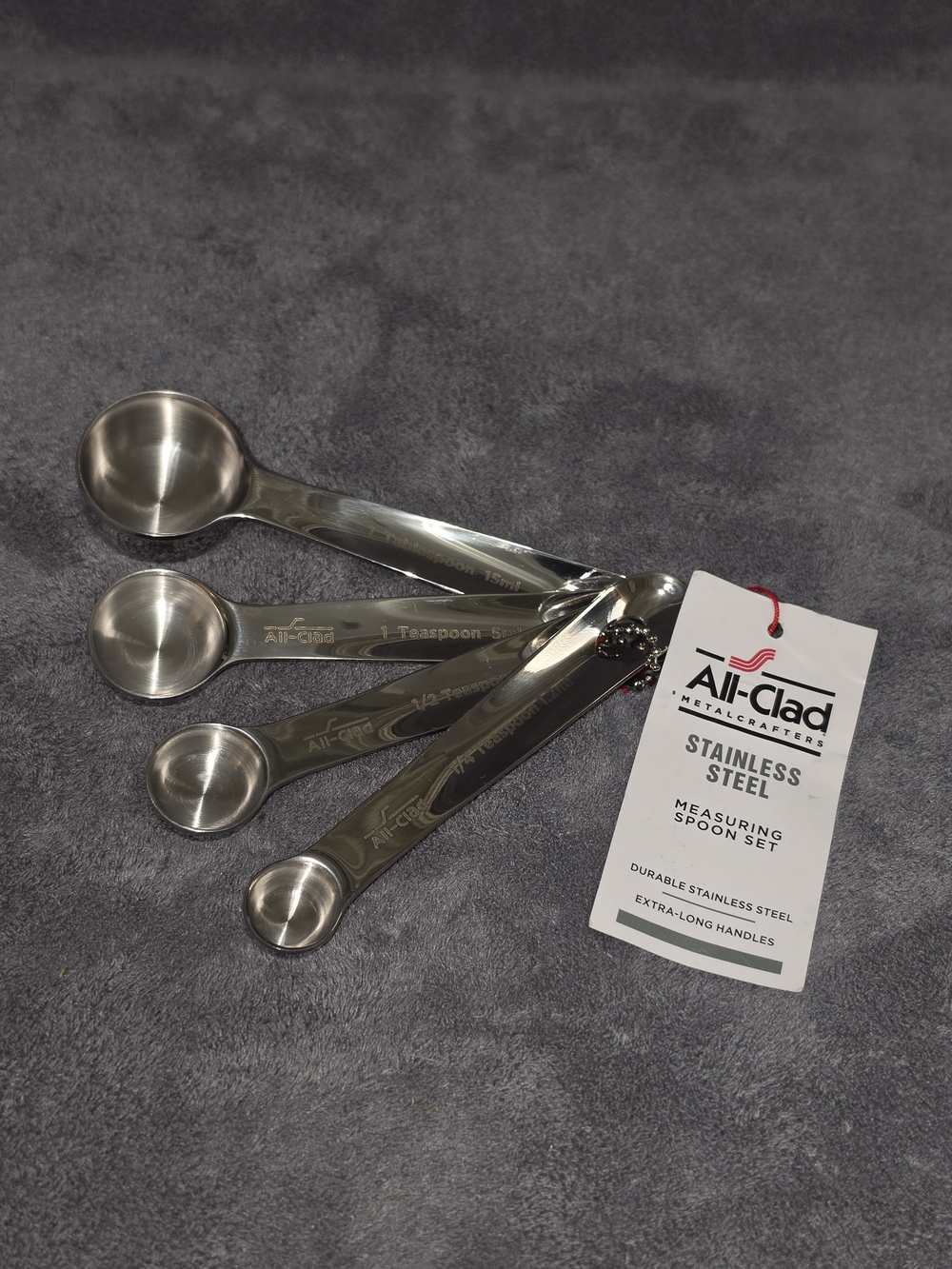 All-Clad Stainless Steel Measuring Spoon Set - Silver - NWT